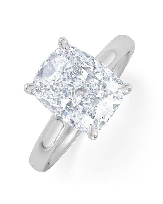 The Diamond Store Blue Amora 3.00Ct Elongated Cushion Cut Lab Diamond Hidden Halo Solitaire Engagement Ring