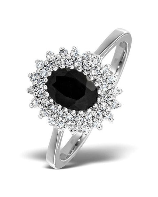 The Diamond Store White Sapphire 7 X 5Mm And Diamond 18K Ring Fet35-Uy