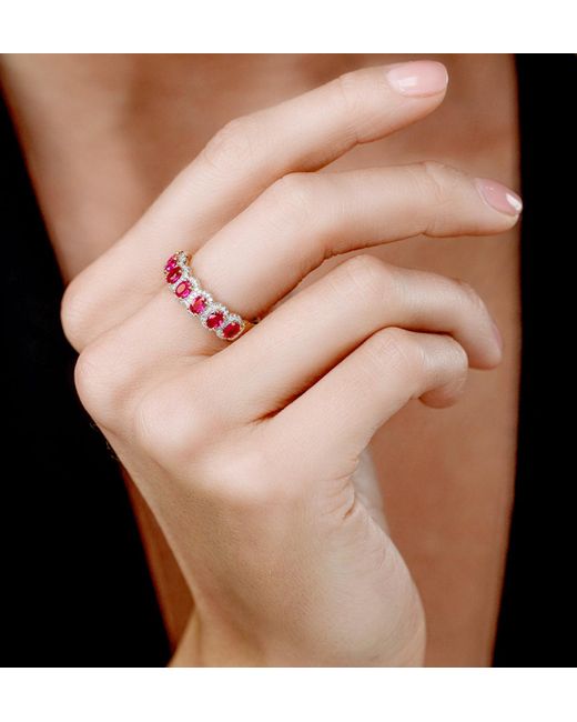 The Diamond Store Metallic Ruby And Diamond Halo Eternity Ring
