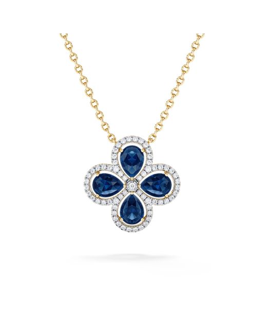 The Diamond Store Blue Bloom 3.40Ct Lab Sapphire And Lab Diamond Necklace
