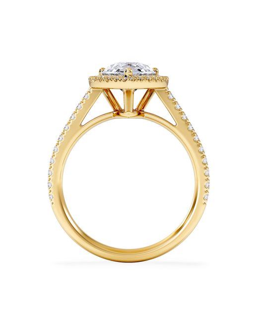 The Diamond Store Metallic Diana Lab Diamond Pear Halo Engagement Ring