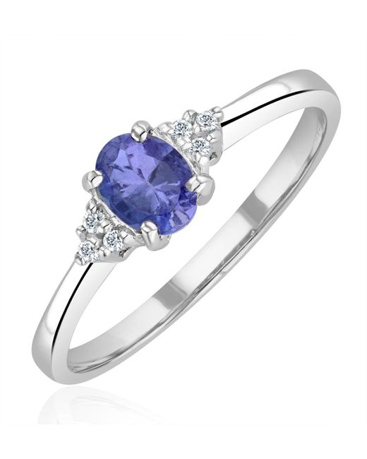 The Diamond Store Blue Tanzanite 0.35Ct And Diamond 9K Ring