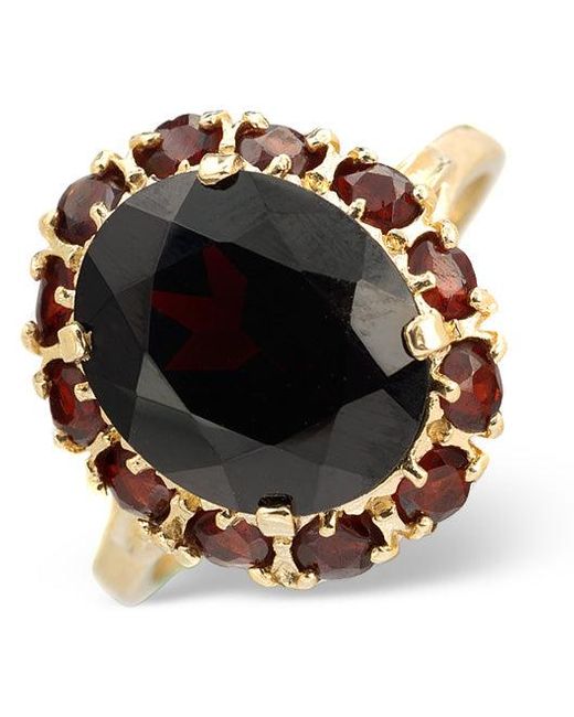 The Diamond Store Black Garnet 12 X 10Mm 9K Ring