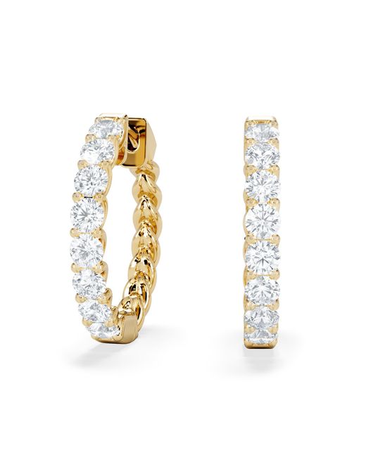 The Diamond Store White Braided 2.00Ct Round Cut Lab Diamond Hoop Earrings