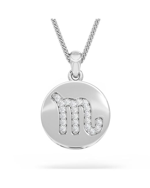 The Diamond Store Metallic Astrology Scorpio 0.07Ct Lab Grown Diamond Medallion Pendant Necklace