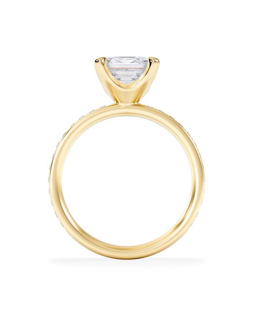 The Diamond Store Metallic Origin 2.25Ct Asscher Cut Lab Diamond Solitaire Engagement Ring With Side Stones