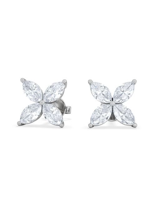 The Diamond Store Metallic Luxe Floral 2.00Ct Marquise Cut Lab Diamond Stud Earrings