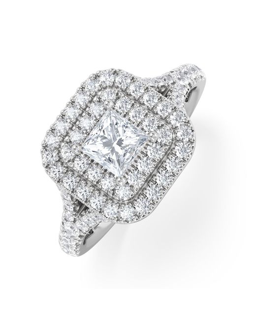 The Diamond Store White Cleopatra Diamond Halo Engagement Ring