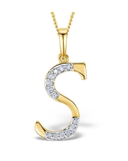 The Diamond Store Metallic Initial 'S' 0.05Ct Lab Diamond Pendant Necklace