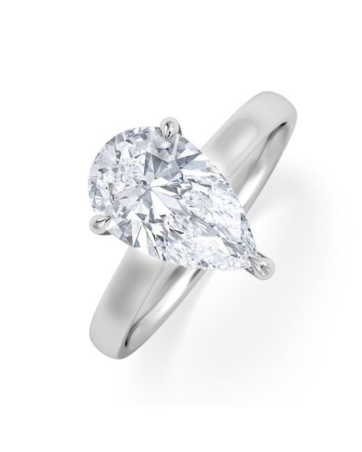 The Diamond Store White Amora Pear 2.09Ct Hidden Halo Lab Diamond Engagement Ring F/Vs Set