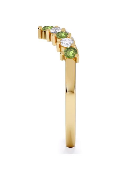 The Diamond Store Yellow Starlit Peridot And Lab Diamond Wishbone Ring