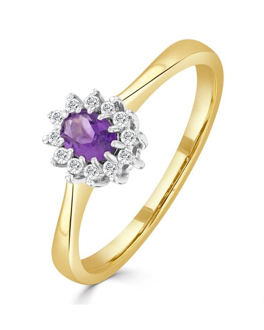 The Diamond Store Metallic Amethsyt 0.15Ct And Diamond 9K Ring