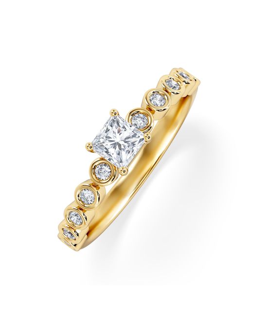 The Diamond Store Metallic Entwine 0.30Ct Princess Cut Lab Diamond Solitaire Engagement Ring With Side Stones