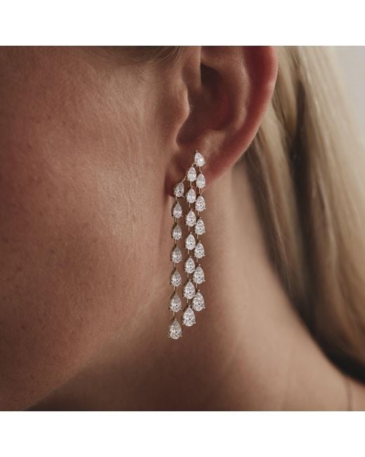 The Diamond Store White Luxe 10.00Ct Lab Diamond Chandelier Earrings With Igi Certified Pear-Cut Diamonds
