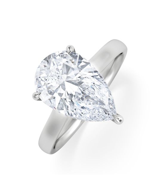 The Diamond Store White Amora Pear 3.11Ct Hidden Halo Lab Diamond Engagement Ring G/Vs Set
