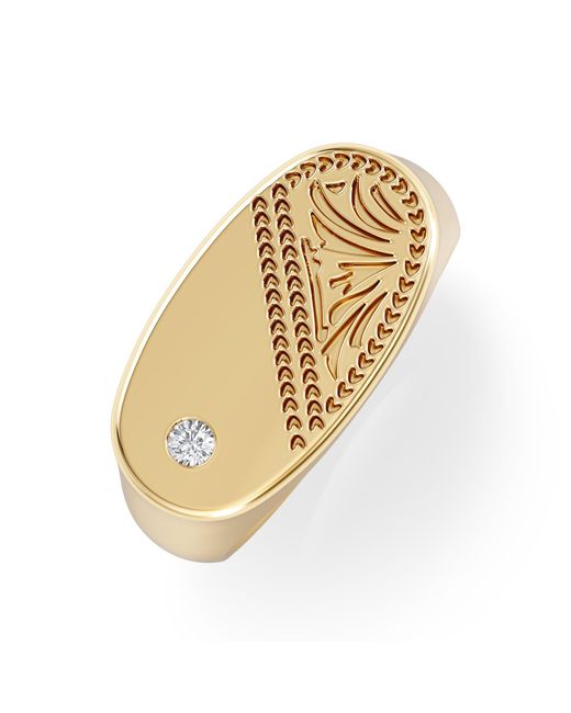 The Diamond Store Metallic Crest 0.03Ct Lab Diamond Oblong Signet Ring for men