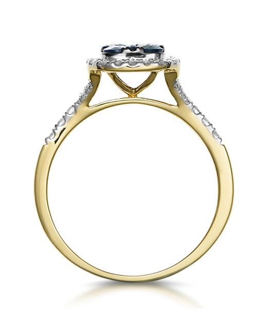 The Diamond Store Blue Sapphire And Diamond Halo Square Ring