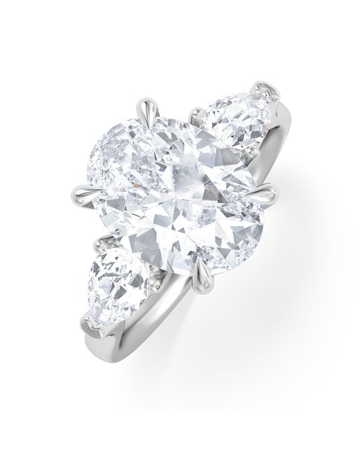 The Diamond Store White Adore 3.80Ct Oval Cut Lab Diamond 3 Stone Engagement Ring