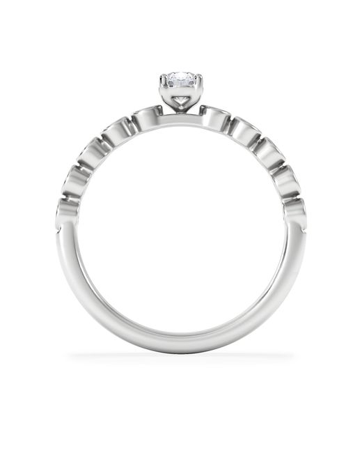 The Diamond Store White Entwine 0.30Ct Oval Cut Lab Diamond Solitaire Engagement Ring With Side Stones