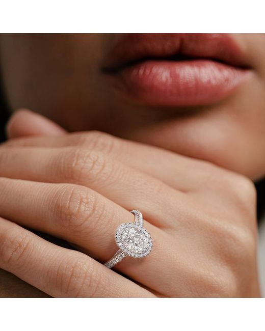 The Diamond Store White Georgina Lab Oval Diamond Halo Engagement Ring 2.05Ct F/Vs1