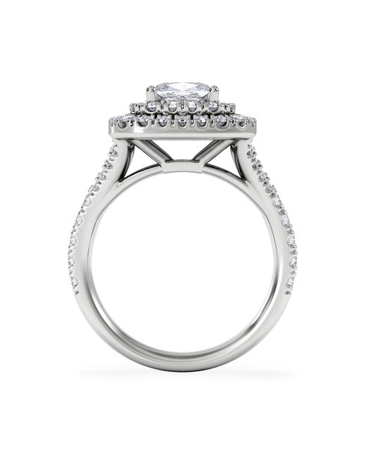 The Diamond Store White Anastasia Lab Diamond Halo Engagement Ring 18K 2.15Ct F/Vs1
