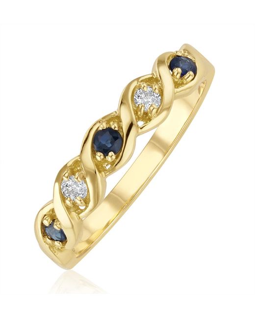 The Diamond Store Metallic Sapphire 2.25 X 2.25Mm And Diamond 9K Ring