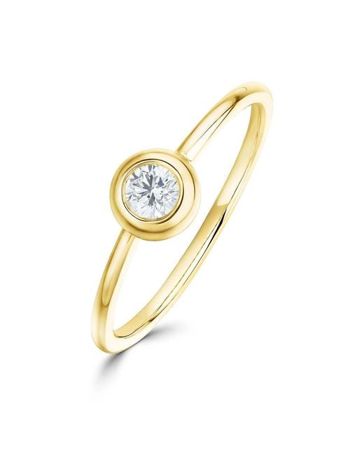 The Diamond Store Metallic 18K Single Stone Diamond Rubover Ring 0.15Ct -Size K
