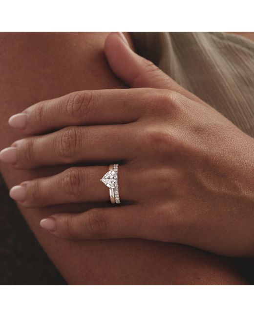 The Diamond Store White Amora Heart 2.09Ct Hidden Halo Lab Diamond Engagement Ring F/Vs Set