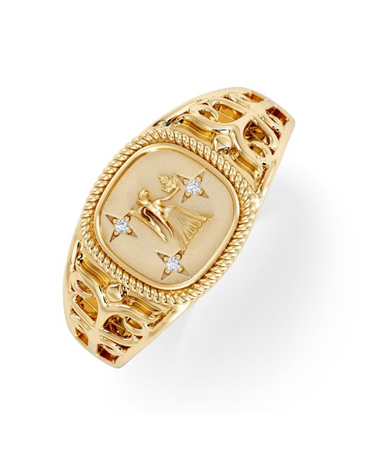 The Diamond Store Metallic Virgo Zodiac 0.01Ct Lab Diamond Signet Ring