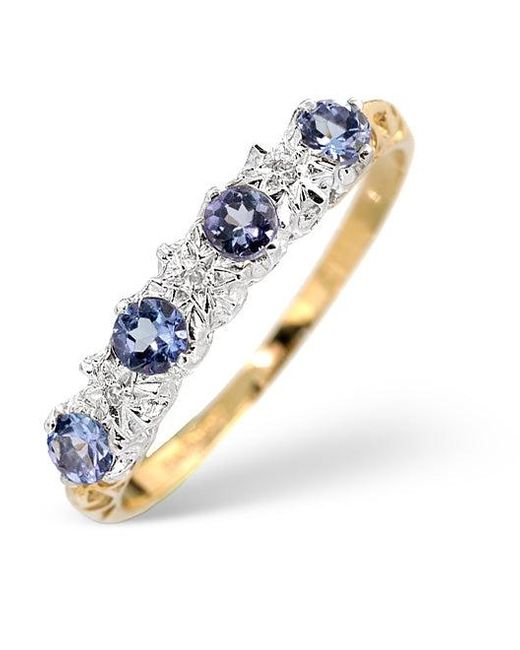 The Diamond Store Blue Tanzanite 0.40Ct And Diamond 9K Ring