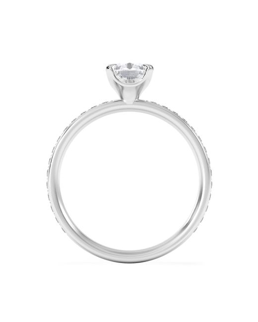 The Diamond Store White Origin 1.25Ct Pear Cut Lab Diamond Solitaire Engagement Ring With Side Stones