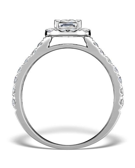 The Diamond Store Metallic Halo Engagement Ring Aria 1.30Ct Vs2 Princess Diamond 18K