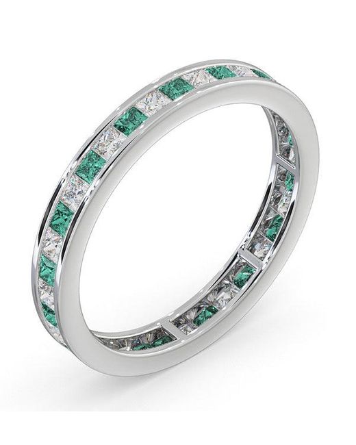 The Diamond Store Blue Eternity Ring Lauren Diamonds H/Si And Emerald 1.15Ct