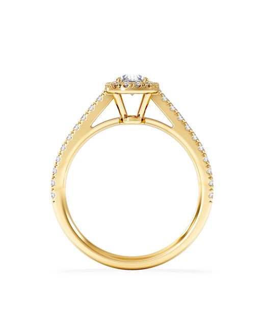 The Diamond Store Metallic Georgina Lab Oval Diamond Halo Engagement Ring 18K 1.00Ct F/Vs1