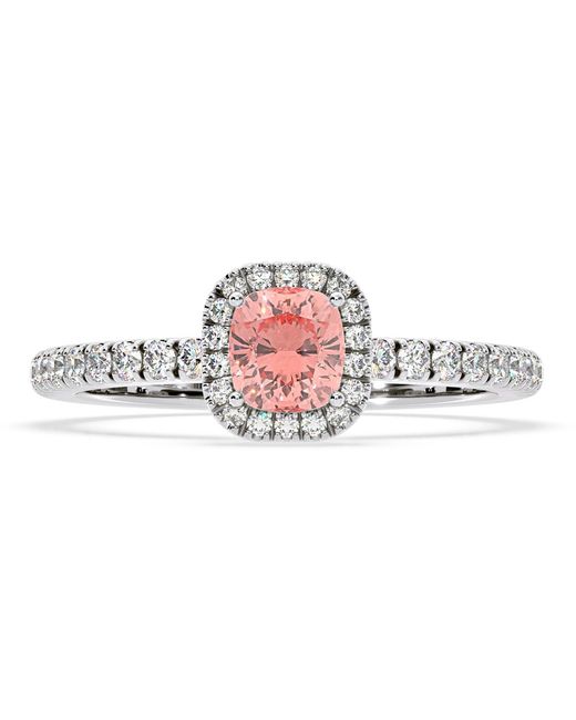 The Diamond Store White Beatrice Lab Diamond 1.00Ct Cushion Halo Ring