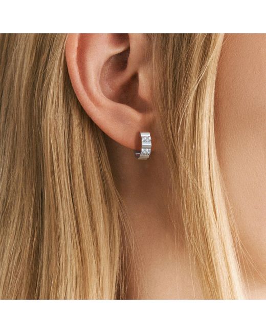 The Diamond Store Metallic Contour 0.18Ct Lab Diamond Huggie Earrings