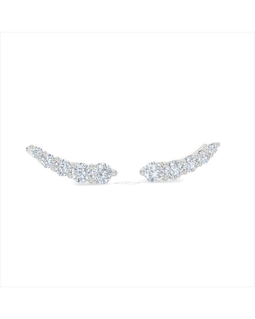The Diamond Store Metallic Legacy 1.00Ct Round Cut Lab Diamond Ear Climber Earrings