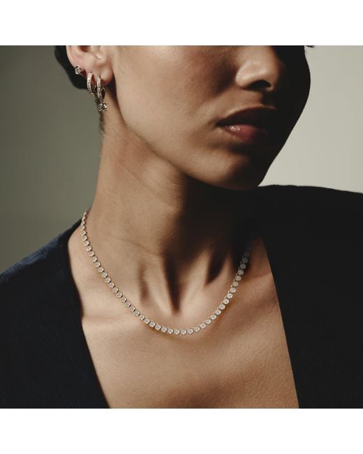 The Diamond Store Metallic 1.00Ct Lab Diamond Bezel Tennis Necklace