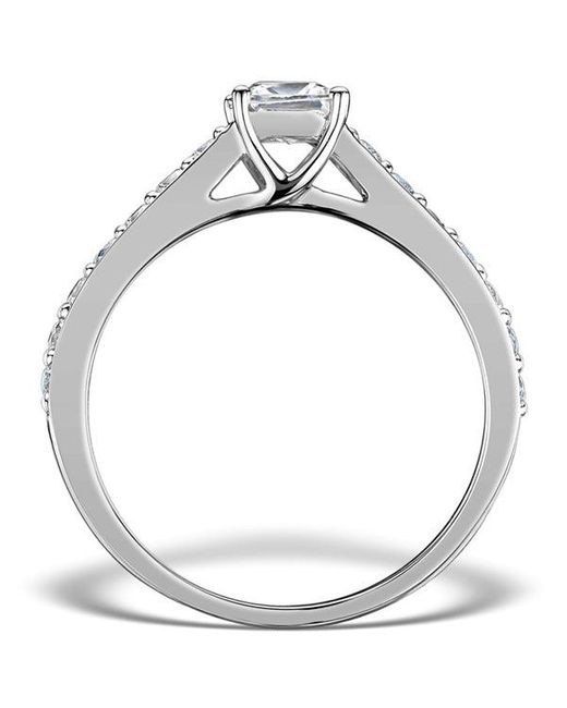 The Diamond Store Metallic Sidestone Engagement Ring Seraphina 0.95Ct Vs2 Princess Diamond 18Kw