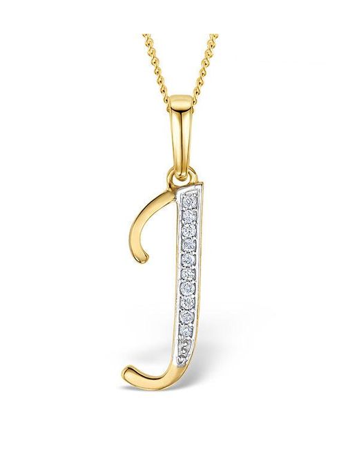 The Diamond Store Metallic Initial 'J' 0.05Ct Lab Diamond Pendant Necklace