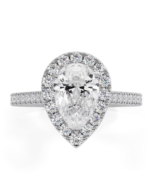The Diamond Store White Diana Gia Diamond Pear Halo Engagement Ring 1.60Ct G/Si1