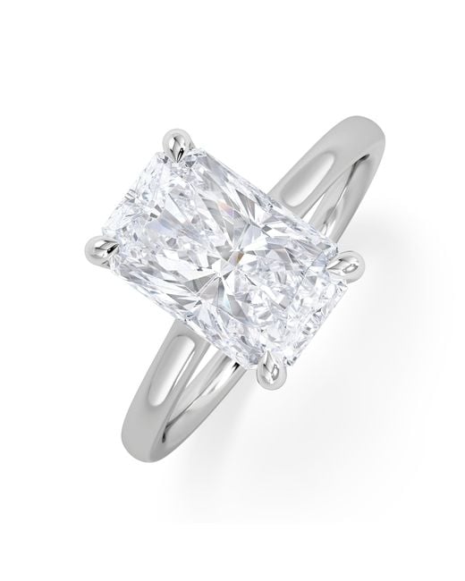 The Diamond Store White Amora Radiant 3.00Ct Hidden Halo Lab Diamond Engagement Ring G/Vs1 Set