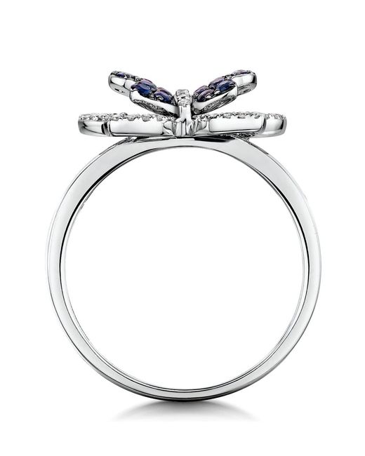The Diamond Store Blue Stellato Collection Sapphire And Diamond Butterfly Ring 9K