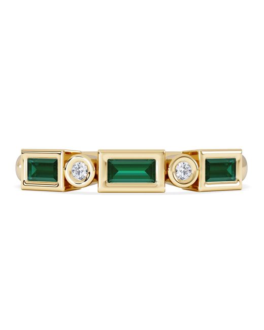 The Diamond Store Metallic Forme 0.37Ct Baguette Cut Lab Emerald 5 Stone Ring