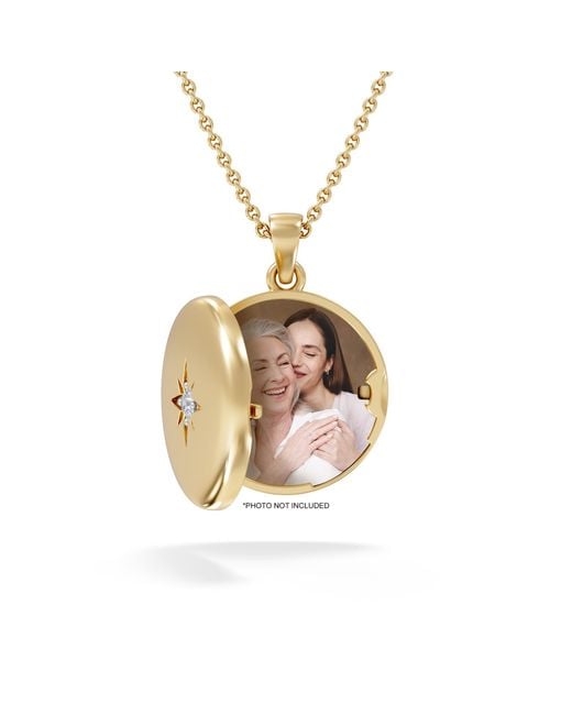 The Diamond Store Metallic Keepsake 0.06Ct Lab Diamond Round Locket Pendant Necklace