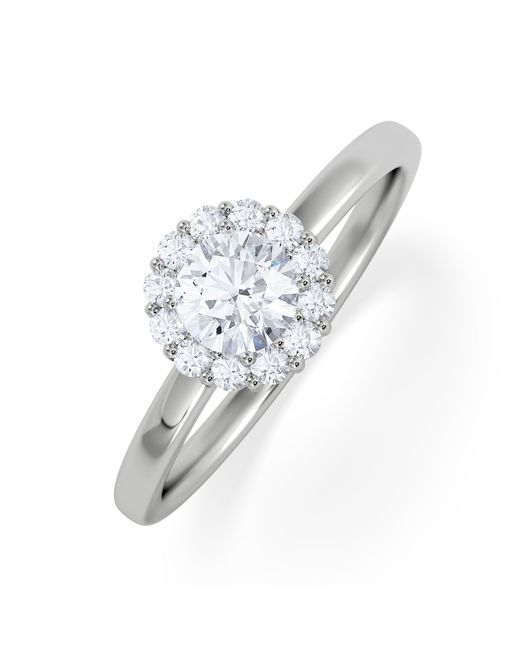 The Diamond Store White The Fleur Halo 0.50Ct H/Si Round Cut Lab Diamond Ring