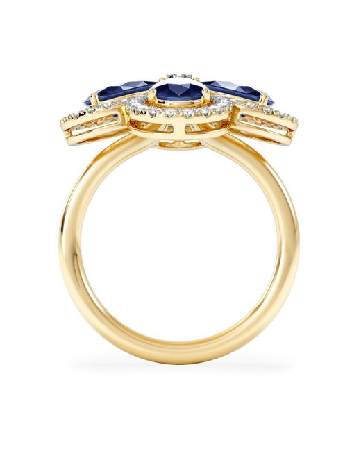 The Diamond Store Blue Bloom 3.40Ct Lab Sapphire And Lab Diamond Ring