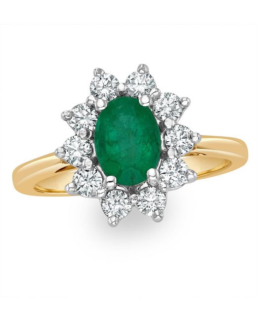 The Diamond Store Green Emerald 0.70Ct And Diamond 0.50Ct 18K Ring