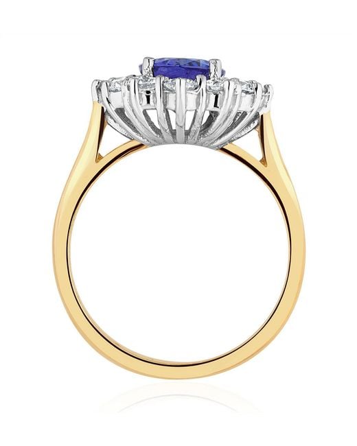 The Diamond Store Blue Tanzanite 1.7Ct And Lab Diamond 1Ct Cluster Ring