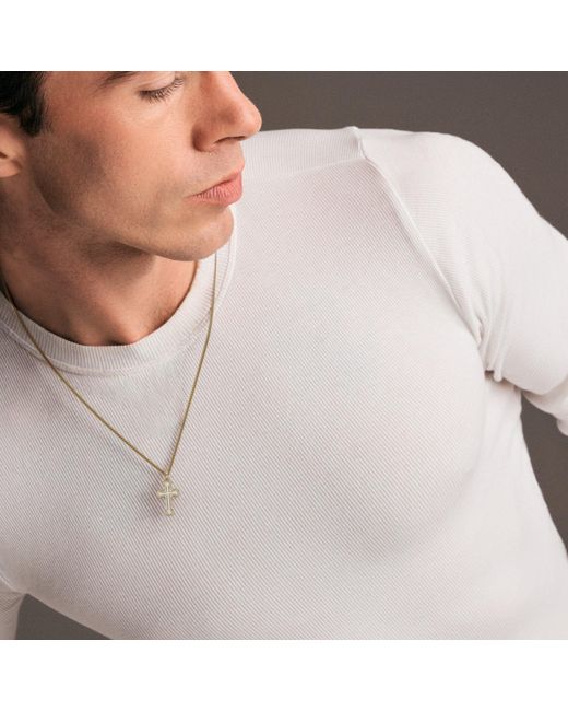 The Diamond Store Metallic 0.15Ct Lab Grown Diamond Cross Pendant Necklace for men